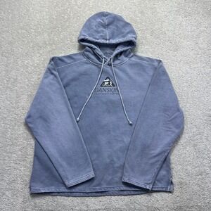 VINTAGE Danskin Hoodie Womens L Blue Authentic Pigment Dyed Triathlon Series
